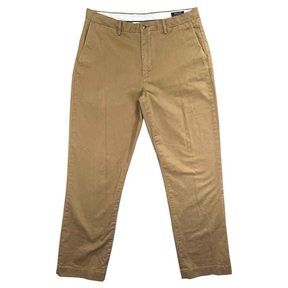 Polo Ralph Lauren Mens Chino Pants Cotton Stretch Tan Khaki 34x32 Classic Fit